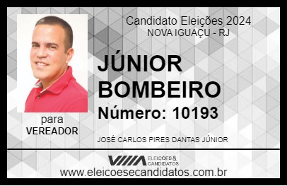 Candidato JÚNIOR BOMBEIRO 2024 - NOVA IGUAÇU - Eleições