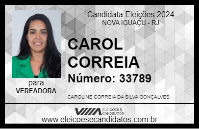 Candidato CAROL CORREIA 2024 - NOVA IGUAÇU - Eleições