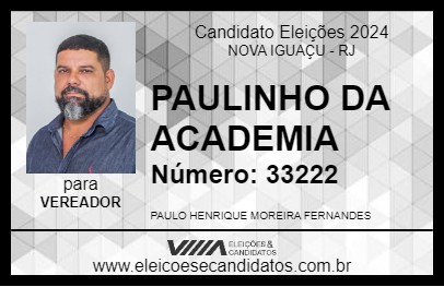 Candidato PAULINHO DA ACADEMIA 2024 - NOVA IGUAÇU - Eleições