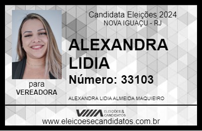 Candidato ALEXANDRA LIDIA 2024 - NOVA IGUAÇU - Eleições