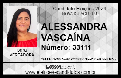 Candidato ALESSANDRA VASCAÍNA 2024 - NOVA IGUAÇU - Eleições