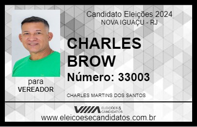 Candidato CHARLES BROW 2024 - NOVA IGUAÇU - Eleições