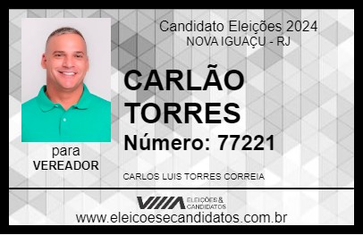 Candidato CARLÃO TORRES 2024 - NOVA IGUAÇU - Eleições