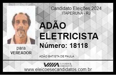 Candidato ADÃO ELETRICISTA 2024 - ITAPERUNA - Eleições