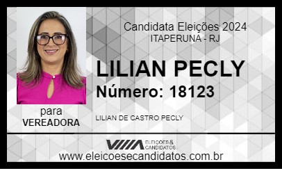 Candidato LILIAN PECLY 2024 - ITAPERUNA - Eleições