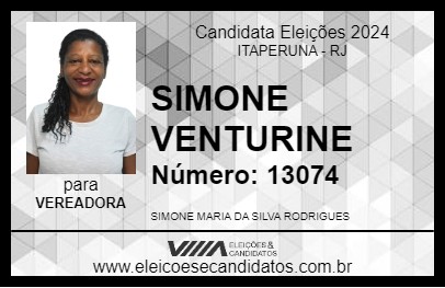 Candidato SIMONE VENTURINE 2024 - ITAPERUNA - Eleições