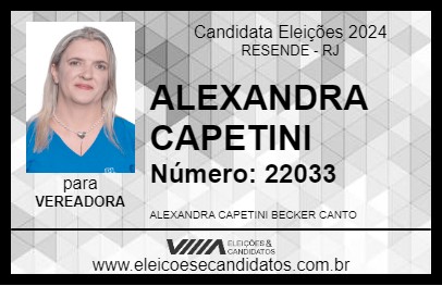 Candidato ALEXANDRA CAPETINI 2024 - RESENDE - Eleições