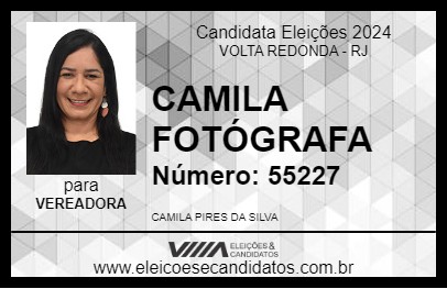 Candidato CAMILA FOTÓGRAFA 2024 - VOLTA REDONDA - Eleições