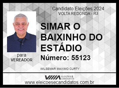 Candidato SIMAR O BAIXINHO DO ESTÁDIO 2024 - VOLTA REDONDA - Eleições