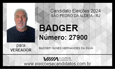 Candidato BADGER 2024 - SÃO PEDRO DA ALDEIA - Eleições