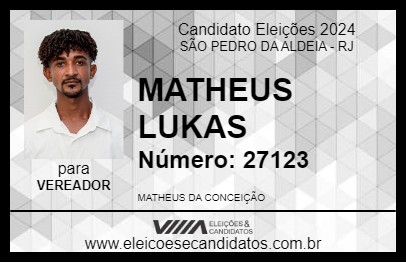 Candidato MATHEUS LUKAS 2024 - SÃO PEDRO DA ALDEIA - Eleições