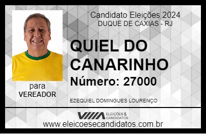 Candidato QUIEL DO CANARINHO 2024 - DUQUE DE CAXIAS - Eleições