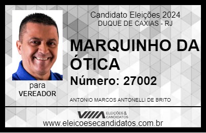 Candidato MARQUINHO DA ÓTICA 2024 - DUQUE DE CAXIAS - Eleições