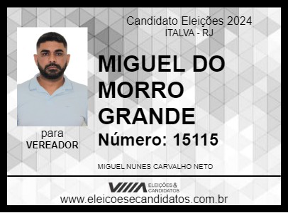 Candidato MIGUEL DO MORRO GRANDE 2024 - ITALVA - Eleições