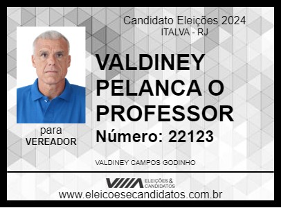 Candidato VALDINEY PELANCA O PROFESSOR 2024 - ITALVA - Eleições