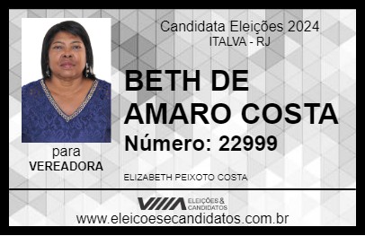 Candidato BETH DE AMARO COSTA 2024 - ITALVA - Eleições