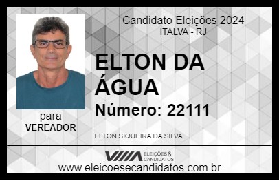 Candidato ELTON DA ÁGUA 2024 - ITALVA - Eleições