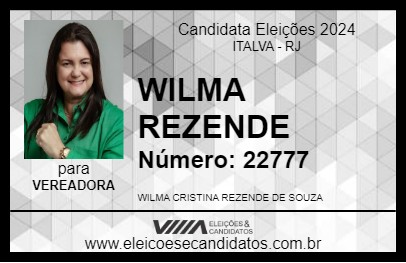 Candidato WILMA REZENDE 2024 - ITALVA - Eleições