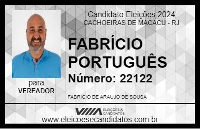 Candidato FABRÍCIO PORTUGUÊS 2024 - CACHOEIRAS DE MACACU - Eleições