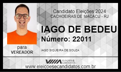 Candidato IAGO DE BEDEU 2024 - CACHOEIRAS DE MACACU - Eleições