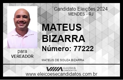 Candidato MATEUS BIZARRA 2024 - MENDES - Eleições