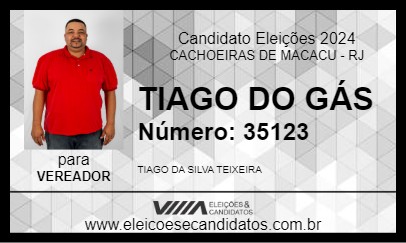 Candidato TIAGO DO GÁS 2024 - CACHOEIRAS DE MACACU - Eleições