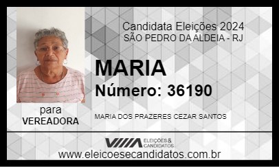 Candidato MARIA 2024 - SÃO PEDRO DA ALDEIA - Eleições