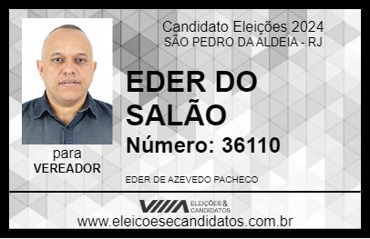 Candidato EDER DO SALÃO 2024 - SÃO PEDRO DA ALDEIA - Eleições