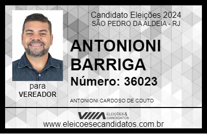 Candidato ANTONIONI BARRIGA 2024 - SÃO PEDRO DA ALDEIA - Eleições