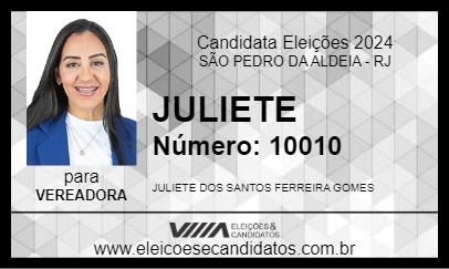 Candidato JULIETE 2024 - SÃO PEDRO DA ALDEIA - Eleições