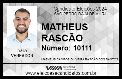 Candidato MATHEUS RASCÃO 2024 - SÃO PEDRO DA ALDEIA - Eleições