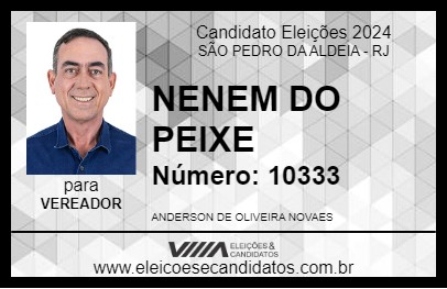 Candidato NENEM DO PEIXE 2024 - SÃO PEDRO DA ALDEIA - Eleições