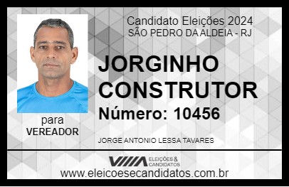 Candidato JORGINHO CONSTRUTOR 2024 - SÃO PEDRO DA ALDEIA - Eleições