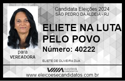 Candidato ELIETE NA LUTA PELO POVO 2024 - SÃO PEDRO DA ALDEIA - Eleições