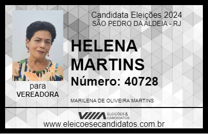 Candidato HELENA MARTINS 2024 - SÃO PEDRO DA ALDEIA - Eleições