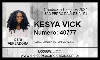 Candidato KESYA VICK 2024 - SÃO PEDRO DA ALDEIA - Eleições