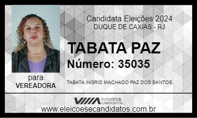 Candidato TABATA PAZ 2024 - DUQUE DE CAXIAS - Eleições