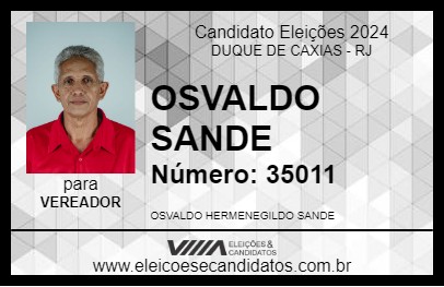 Candidato OSVALDO SANDE 2024 - DUQUE DE CAXIAS - Eleições