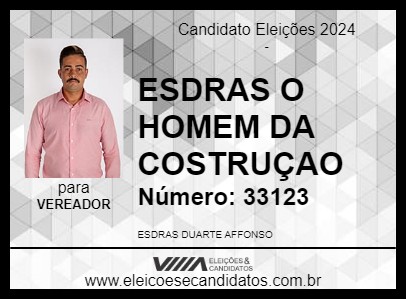 Candidato ESDRAS O HOMEM DA COSTRUÇAO 2024 - PATY DO ALFERES - Eleições