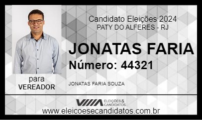 Candidato JONATAS FARIA 2024 - PATY DO ALFERES - Eleições