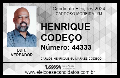 Candidato HENRIQUE CODEÇO 2024 - CARDOSO MOREIRA - Eleições