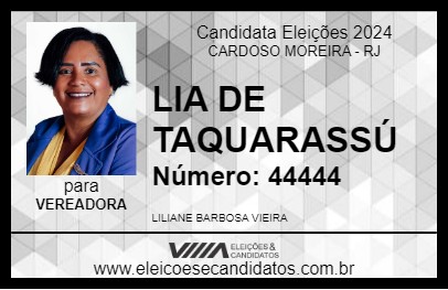 Candidato LIA DE TAQUARASSÚ 2024 - CARDOSO MOREIRA - Eleições