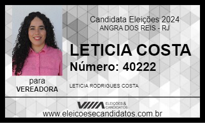 Candidato LETICIA COSTA 2024 - ANGRA DOS REIS - Eleições