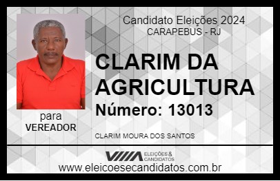 Candidato CLARIM DA AGRICULTURA 2024 - CARAPEBUS - Eleições