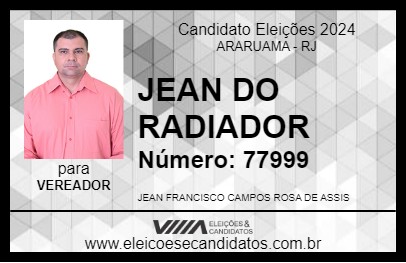 Candidato JEAN DO RADIADOR 2024 - ARARUAMA - Eleições