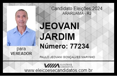 Candidato JEOVANI JARDIM 2024 - ARARUAMA - Eleições