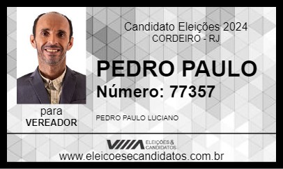 Candidato PEDRO PAULO 2024 - CORDEIRO - Eleições