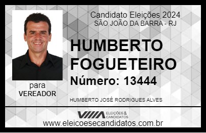 Candidato HUMBERTO FOGUETEIRO 2024 - SÃO JOÃO DA BARRA - Eleições