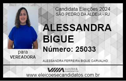 Candidato ALESSANDRA BIGUE 2024 - SÃO PEDRO DA ALDEIA - Eleições