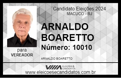 Candidato ARNALDO BOARETTO 2024 - MACUCO - Eleições